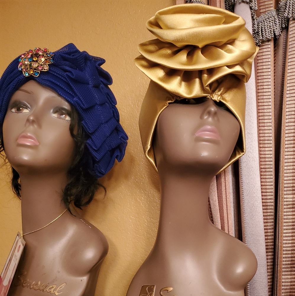NWT- Elegant Red, Yellow Blue Or Gold Hair Bow Turbans with Rhinestone Accents